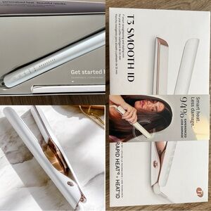 NIB T3 Smooth ID White & Rose Gold Flat Iron 1 inch